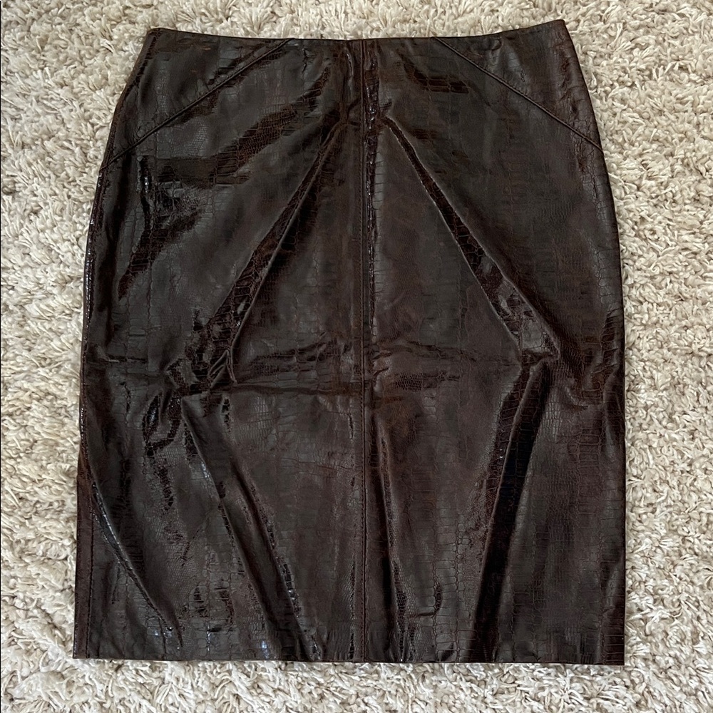 Chic Dark Brown Leather  Pencil Skirt
